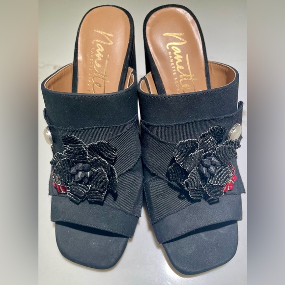 Nanette Lepore Marsha 4” Heel Open Toe, Black, Red details,Size 7M - Picture 8 of 10